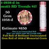 Image 1 : Shotgun Lincoln 1c roll, 1958-d 50 pcs Bank Wrapper.