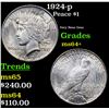 Image 1 : 1924-p Peace Dollar $1 Grades Choice+ Unc