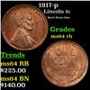 1917-p Lincoln Cent 1c Grades Choice Unc RB