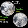 Image 1 : 1924-p Peace Dollar $1 Grades GEM Unc