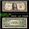 Image 1 : 1935A $1 Silver Certificate Hawaii WWII Emergency Currency Rare CC Block Grades f, fine