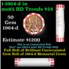 Image 1 : Shotgun Lincoln 1c roll, 1964-d 50 pcs Bank Wrapper.