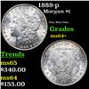 Image 1 : 1889-p Morgan Dollar $1 Grades Choice+ Unc