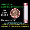 Image 1 : Shotgun Lincoln 1c roll, 1960-d 50 pcs Bank Wrapper.