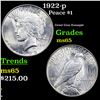 Image 1 : 1922-p Peace Dollar $1 Grades GEM Unc