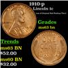 Image 1 : 1910-p Lincoln Cent 1c Grades Select Unc BN