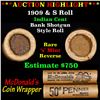 Image 1 : ***Auction Highlight*** Indian cent 1c orig McDonald's Brandt wrapper roll, 1909 end S other end (fc