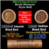 Image 1 : Mixed small cents 1c orig shotgun roll, 1919-s Wheat Cent, 1883 Indian Cent other end, Brinks Wrappe