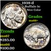 Image 1 : 1938-d Buffalo Nickel 5c Grades GEM++ Unc