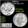 Image 1 : 1938-p Mercury Dime 10c Grades GEM+ FSB