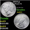 Image 1 : 1922-p Peace Dollar $1 Grades Choice+ Unc