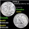 Image 1 : 1936-p Walking Liberty Half Dollar 50c Grades Choice+ Unc