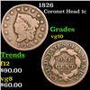 Image 1 : 1826 Coronet Head Large Cent 1c Grades vg+
