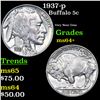 Image 1 : 1937-p Buffalo Nickel 5c Grades Choice+ Unc