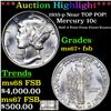 Image 1 : ***Auction Highlight*** 1935-p Mercury Dime Near TOP POP! 10c Graded ms67+ fsb BY SEGS (fc)