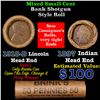 Image 1 : Mixed small cents 1c orig shotgun roll, 1918-d Wheat Cent, 1897 Indian Cent other end, Brinks Wrappe