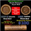Image 1 : Mixed small cents 1c orig shotgun roll, 1917-d Wheat Cent, 1888 Indian Cent other end, Brinks Wrappe