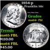 Image 1 : 1954-p Franklin Half Dollar 50c Grades Choice Unc+ FBL
