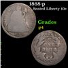 Image 1 : 1868-p Seated Liberty Dime 10c Grades g, good