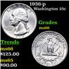 Image 1 : 1936-p Washington Quarter 25c Grades GEM+ Unc