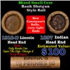 Image 1 : Mixed small cents 1c orig shotgun roll, 1918-d Wheat Cent, 1897 Indian Cent other end, Brinks Wrappe