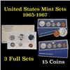 Image 1 : Group of 3 United States Special Mint Set in Original Government Packaging! From 1965-1967 with 15 C