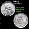 Image 1 : 1943-p Lincoln Cent 1c Grades GEM Unc