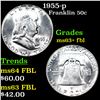 Image 1 : 1955-p Franklin Half Dollar 50c Grades Select Unc+ FBL
