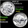 Image 1 : 1937-d Buffalo Nickel 5c Grades GEM Unc