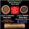 Image 1 : Mixed small cents 1c orig shotgun roll, 1917-d Wheat Cent, 1889 Indian Cent other end, Brinks Wrappe