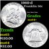 Image 1 : 1960-d Franklin Half Dollar 50c Grades Choice+ Unc