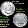 Image 1 : 1954-d Franklin Half Dollar 50c Grades Choice Unc+ FBL