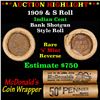 Image 1 : ***Auction Highlight*** Indian cent 1c orig McDonald's Brandt wrapper roll, 1909 end S other end (fc