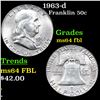 Image 1 : 1963-d Franklin Half Dollar 50c Grades Choice Unc FBL