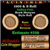 Image 1 : ***Auction Highlight*** Indian cent 1c orig McDonald's Brandt wrapper roll, 1909 end S other end (fc