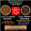 Image 1 : Mixed small cents 1c orig shotgun roll, 1917-d Wheat Cent, 1892 Indian Cent other end, Brinks Wrappe