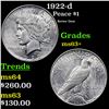 Image 1 : 1922-d Peace Dollar $1 Grades Select+ Unc