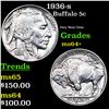 Image 1 : 1936-s Buffalo Nickel 5c Grades Choice+ Unc