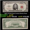 Image 1 : 1963 $5 Red Seal United States Note Grades Choice AU/BU Slider