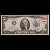 Image 2 : 1976 $2 Federal Reserve Note 1st Day of Issue, with July 4 1976 Stamp Grades Gem CU