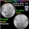 Image 1 : ***Auction Highlight*** 1878-p Rev '79 Morgan Dollar $1 Graded ms64 By SEGS (fc)