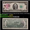 Image 1 : 1976 $2 Federal Reserve Note 1st Day of Issue, with Stamp Grades Gem CU