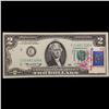 Image 2 : 1976 $2 Federal Reserve Note 1st Day of Issue, with Stamp Grades Choice AU/BU Slider