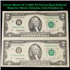 Image 1 : Sheet of 2 1995 $2 Green Seal Federal Reserve Notes (Atlanta, GA) Grades cu