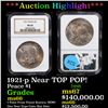 Image 1 : ***Auction Highlight*** NGC 1921-p Peace Dollar Near TOP POP! $1 Graded ms66 By NGC (fc)