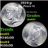 Image 1 : 1924-p Peace Dollar $1 Grades Choice+ Unc