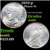 Image 1 : 1923-p Peace Dollar $1 Grades GEM Unc