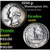Image 1 : 1958-p Washington Quarter 25c Grades GEM+ Unc