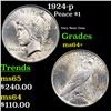 Image 1 : 1924-p Peace Dollar $1 Grades Choice+ Unc