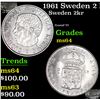 Image 1 : 1961 Sweden 2 Kronor Silver KM-827 Grades Choice Unc